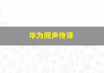 华为同声传译