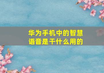 华为手机中的智慧语音是干什么用的