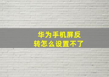 华为手机屏反转怎么设置不了