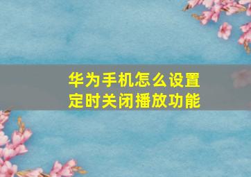 华为手机怎么设置定时关闭播放功能