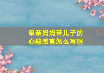 单亲妈妈带儿子的心酸感言怎么写啊