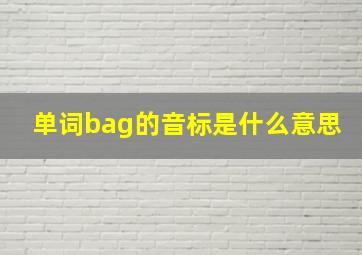 单词bag的音标是什么意思