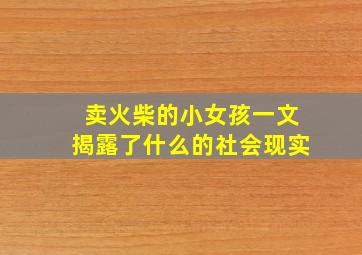 卖火柴的小女孩一文揭露了什么的社会现实