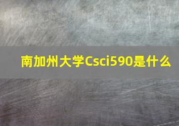 南加州大学Csci590是什么