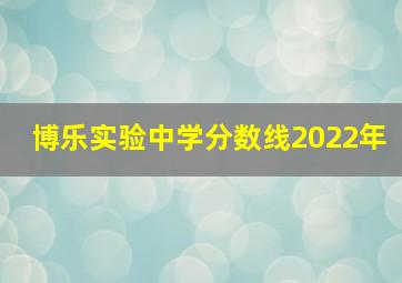 博乐实验中学分数线2022年