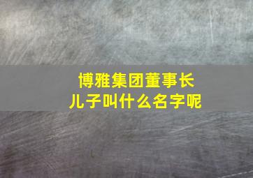 博雅集团董事长儿子叫什么名字呢