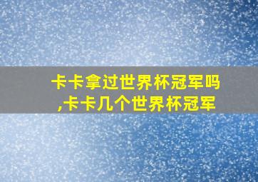 卡卡拿过世界杯冠军吗,卡卡几个世界杯冠军