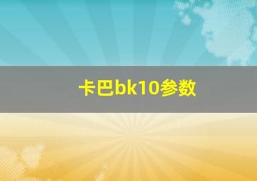 卡巴bk10参数