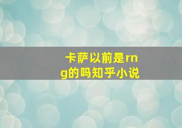 卡萨以前是rng的吗知乎小说