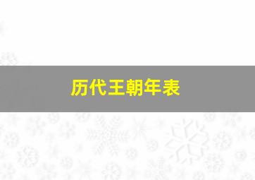 历代王朝年表