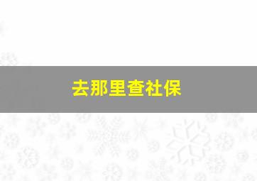 去那里查社保