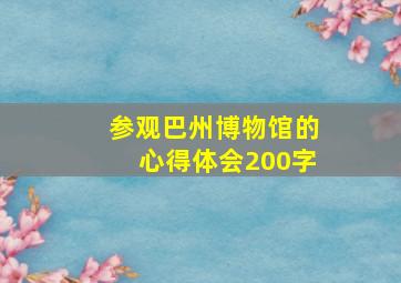 参观巴州博物馆的心得体会200字