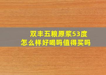 双丰五粮原浆53度怎么样好喝吗值得买吗