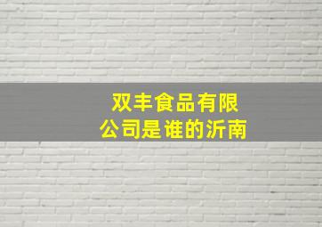 双丰食品有限公司是谁的沂南