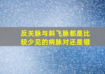 反关脉与斜飞脉都是比较少见的病脉对还是错