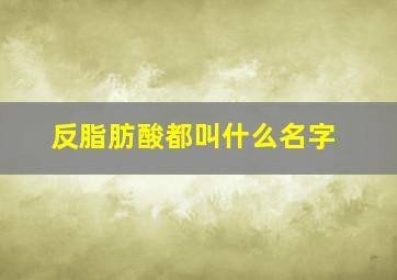 反脂肪酸都叫什么名字