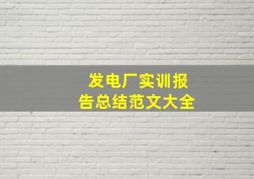 发电厂实训报告总结范文大全