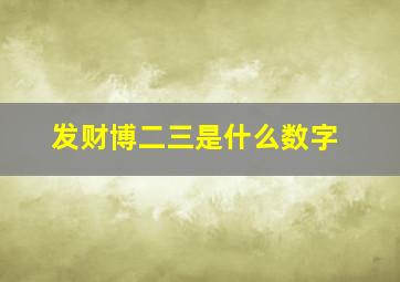 发财博二三是什么数字