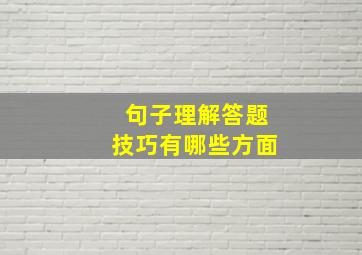 句子理解答题技巧有哪些方面