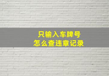 只输入车牌号怎么查违章记录