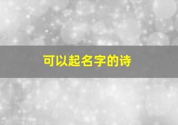 可以起名字的诗