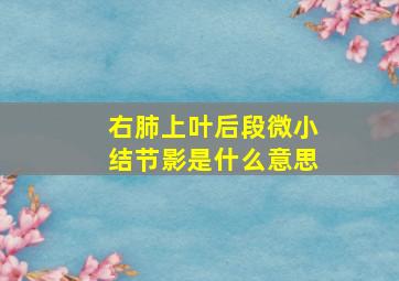 右肺上叶后段微小结节影是什么意思