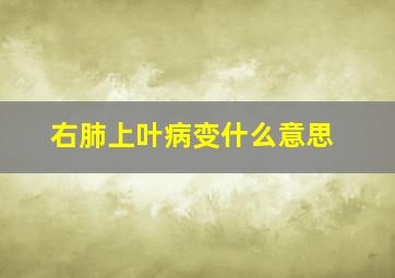 右肺上叶病变什么意思