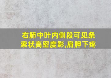 右肺中叶内侧段可见条索状高密度影,肩胛下疼