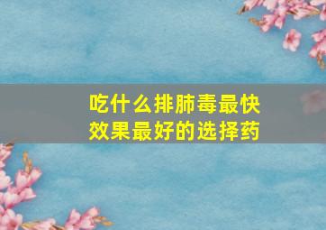 吃什么排肺毒最快效果最好的选择药