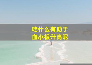 吃什么有助于血小板升高呢