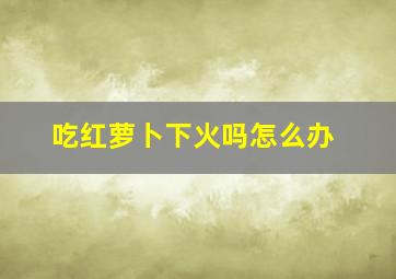 吃红萝卜下火吗怎么办