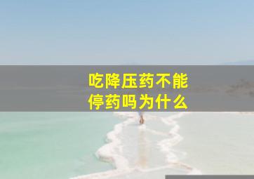 吃降压药不能停药吗为什么