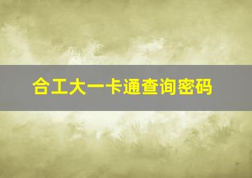 合工大一卡通查询密码