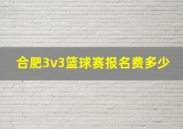 合肥3v3篮球赛报名费多少