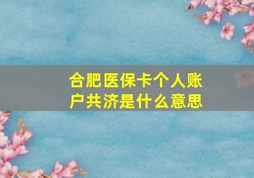 合肥医保卡个人账户共济是什么意思