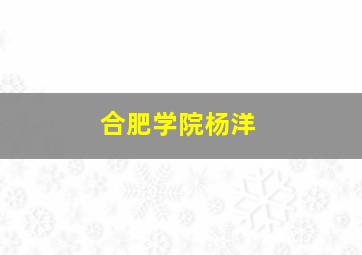 合肥学院杨洋