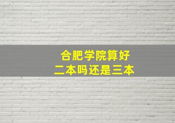 合肥学院算好二本吗还是三本