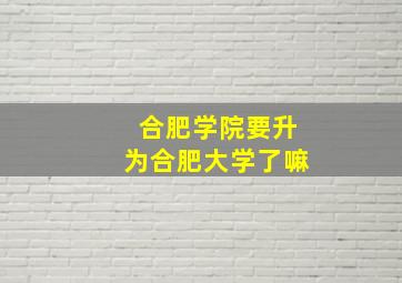 合肥学院要升为合肥大学了嘛