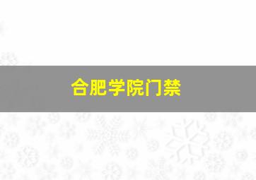 合肥学院门禁