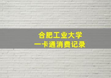 合肥工业大学一卡通消费记录