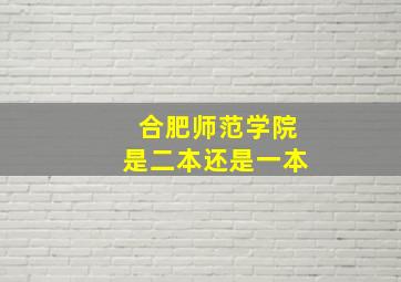 合肥师范学院是二本还是一本