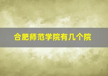 合肥师范学院有几个院