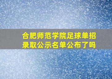 合肥师范学院足球单招录取公示名单公布了吗