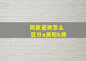 同款瓷砖怎么区分a货和b货