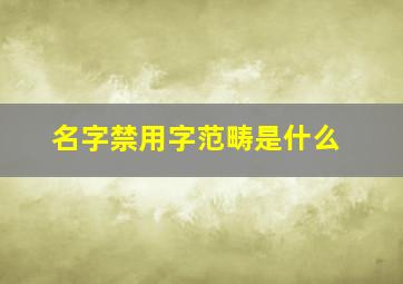 名字禁用字范畴是什么