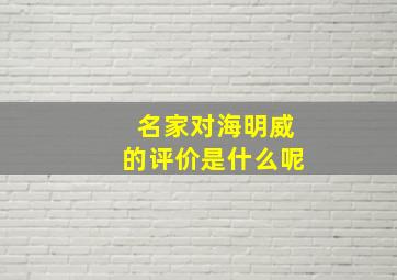 名家对海明威的评价是什么呢