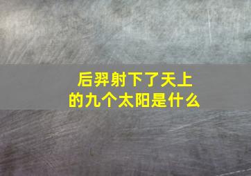 后羿射下了天上的九个太阳是什么