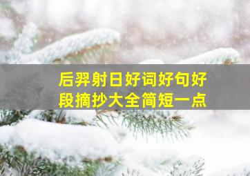 后羿射日好词好句好段摘抄大全简短一点