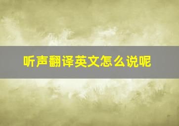 听声翻译英文怎么说呢