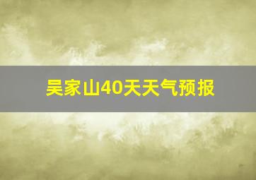 吴家山40天天气预报